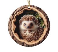 Animals Christmas Ornaments, Christmas Tree Animals Pendants, 2D Acrylic Rustic Seasonal Decoration, Owl Raccoon Hedgehog Wildlife in Tree Hole Hanging Ornaments, X'mas Partys Favors for Kids, Adults