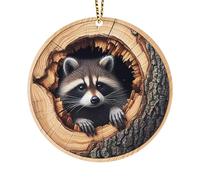 Animals Christmas Ornaments, Christmas Tree Animals Pendants, 2D Acrylic Rustic Seasonal Decoration, Owl Raccoon Hedgehog Wildlife in Tree Hole Hanging Ornaments, X'mas Partys Favors for Kids, Adults