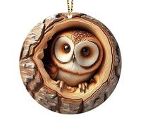 Animals Christmas Ornaments, Christmas Tree Animals Pendants, 2D Acrylic Rustic Seasonal Decoration, Owl Raccoon Hedgehog Wildlife in Tree Hole Hanging Ornaments, X'mas Partys Favors for Kids, Adults