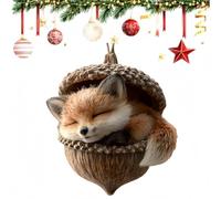 Animals Christmas Tree Hanging Ornament,Forests Animal Acorn Ornaments,Christmas Decorations,2D Flat Acrylic Forests Pine Cones Animal Figures,Baubles for Christmas Tree,the Seasonal Gifts(Fox)