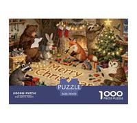 Animal's Christmas Workshop Wooden Jigsaw Puzzle Waterproof 1000 Piece Puzzles for Adults Colourful Educational Games