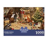 Animal's Christmas Workshop Wooden Jigsaw Puzzle Waterproof 1000 Piece Puzzles for Adults Gifts Fun Challenging Games