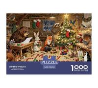 Animal's Christmas Workshop Wooden Jigsaw Puzzle Waterproof 1000 Piece Puzzles for Adults Gifts Fun Educational Games