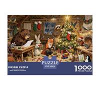 Animal's Christmas Workshop Wooden Jigsaw Puzzle Waterproof 1000 Piece Puzzles for Adults Gifts Impossible Educational Games