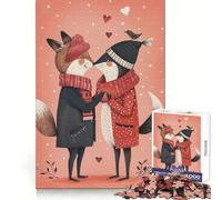 Animals Couple in Love Adults Puzzles 1000 Piece Jigsaws Brain Development Leisure Activity Clean Join Joyful Xmas (38x26cm)