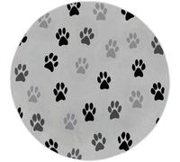 Animals Cute Dog Paw Prints Round Area Rug - 100 cm, Grey Machine Washable, Non-Slip, Short Pile Round Carpet Easy Care - Perfect for Living Room, Bedroom and Dining Room Décor