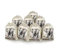 Animals Cute Elephant Bunches Pocket Cotton And Hemp with Drawstring 8 Pieces Reusable Gift Bags Jewelry Pouch for Wedding DIY Craft Party (4.9 X 6.7 Inch)