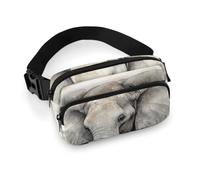 Animals Cute Elephant Fanny Packs with Zipper, Personalized Waist Bags with Multiple Pockets, Adjustable Sling Bag for Travel, Waterproof Belt Bag, Crossbody Bags
