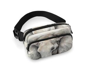 Animals Cute Elephant Fanny Packs with Zipper, Personalized Waist Bags with Multiple Pockets, Adjustable Sling Bag for Travel, Waterproof Belt Bag, Crossbody Bags