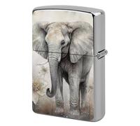 Animals Cute Elephant Metal Lighter Case Windproof Vintage Lighters Holder Reusable Cool Cigarette Lighter Cover for Men Personalized Pocket Flip Lighters Sleeve Double Sided Portable Protective Sleev