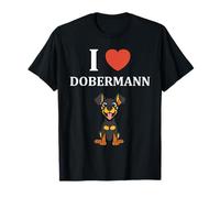 Animals cute little simple minimalist dog i love Dobermann T-Shirt