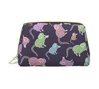 Animals-Cute Mouse Leather Hand-Held Zipper Makeup Bag Storage Bag Portable Lipstick Pouch Toiletry Bag