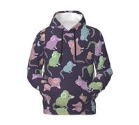 Animals-Cute Mouse Print Men'S Hoodie With Kangaroo Pockets Pullover Winter Autumn Spring Casual Wear Black