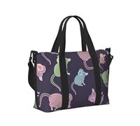 Animals-Cute Mouse Print Travel Hand Bag Lightweight Foldable Carry Tote for Weekend Trip Vacation Airplane