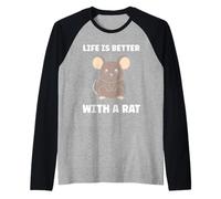 Animals Cute Mouse Rodent Rat Life is Better with a Rat Raglan Baseball Tee