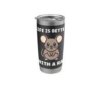 Animals Cute Mouse Rodent Rat Life is Better with a Rat Stainless Steel Insulated Tumbler