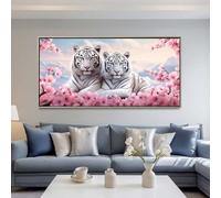 Animals Diamond Art Kits Adults Large 5D White Tiger Diamond Painting Kits, DIY Full Drill Crystal Art Rhinestone Embroidery Cross Stitch Arts and Crafts for Adults 39.4x19.7 Inch/100x50 cm -LR130