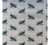 Animals Digital Print Cotton Rich Linen Look Fabric for Curtains Blinds Craft Bags Sewing Quilting Patchwork & Upholstery | 55" - 140 cm Wide | Sold by The Half Metre (Peacocks)