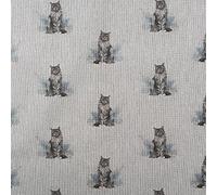 Animals Digital Print Cotton Rich Linen Look Fabric for Curtains Blinds Craft Bags Sewing Quilting Patchwork & Upholstery | 55" - 140 cm Wide | Sold by The Half Metre (Cat)