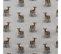 Animals Digital Print Cotton Rich Linen Look Fabric for Curtains Blinds Craft Bags Sewing Quilting Patchwork & Upholstery | 55" - 140 cm Wide | Sold by The Half Metre (Goat)