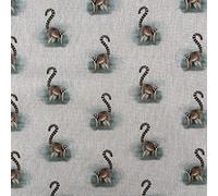Animals Digital Print Cotton Rich Linen Look Fabric for Curtains Blinds Craft Bags Sewing Quilting Patchwork & Upholstery | 55" - 140 cm Wide | Sold by The Half Metre (Lemur)