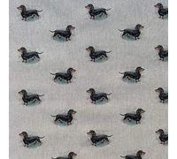 Animals Digital Print Cotton Rich Linen Look Fabric for Curtains Blinds Craft Bags Sewing Quilting Patchwork & Upholstery | 55" - 140 cm Wide | Sold by The Half Metre (Dachshund)