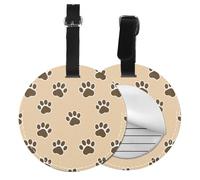 Animals Dog Cat Footprints Paw Prints,Luggage Tags Pu Leather Name Tag Travel Suitcase Identifier ID Tags Durable Baggage Label 2 pcs