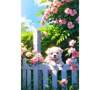 Animals Dogs Flowers 300 Piece Jigsaw Puzzles for Adults, Challenging and Brainteasing, Difficult Puzzles, Puzzle 300 Pieces
