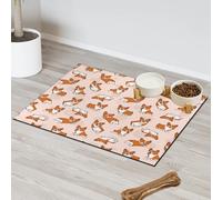 Animals Dogs Pet Feeding Mat for Cat Dog Water Bowl Food Mats Cute Corgi Dog Pet Feeding Mats Absorbent Nti-Slip Contain Spills Protects Floors Placemat 43.1 x 76.2 cm