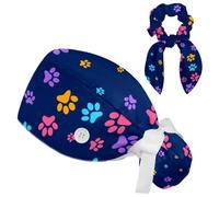 Animals Dogs Scrub Caps Adjustable Working Cap Surgical Caps Nurse Hat with Bow Hair Scrunchy, Color 19, One size