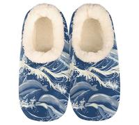Animals Dolphins Blue Slippers for Women Slipper Socks Soft House Slippers Shoes for Bedroom Indoor, Winter Cozy Christmas Gifts