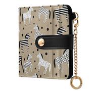 Animals Dots Beige Pattern Small Women Wallet RFID Blocking Bifold PU Leather Compact Card Holder with Zipper Coin Pocket Purse for Ladies Women Girls