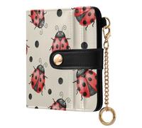 Animals Dots Beige Print Small Women Wallet Bifold RFID Blocking Leather Compact Card Holder with Zipper Coin Pocket Purse for Ladies Women Girls
