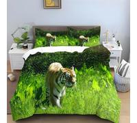 Animals Double Bedding Set Siberian Tiger Duvet Covers Adults, Soft Fluffy Microfibre Quilt Cover, Bedding Double Bed Set with Zipper Closure + 2 Pillowcases 50x75cm -Ai3262