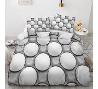 Animals Double Duvet Cover White Balls Bedding Set 3 Pieces - 110gsm Soft Brushed Microfiber Quilt Cover, Bed Set with 2 Pillowcases 50x75 cm, Zipper Closure -Kg1978