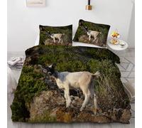 Animals Duvet Cover 120x150cm Wild Goat Bedding Set 3 Pieces - 110gsm Soft Brushed Microfiber Quilt Cover, Bed Set with 2 Pillowcases 50x75 cm, Zipper Closure -Kg1748
