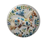 Animals Embroidery Horses Button Pins 1 Pc, 2.4 Inch Round Button Badges Metal Personalized Picture Photo Pin Buttons Kit For Craft Supplies Christmas Diy Party Projects