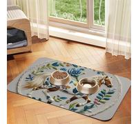 Animals Embroidery Horses Dog Food Mats for Floors, 16x24 Inch Non-Slip Super Absorbent Pet Food Mat, Dishwasher Dog Mat for Food and Water, Cute Rubber Quick Dry Pet Feeding Mat for Dogs Puppy Cats