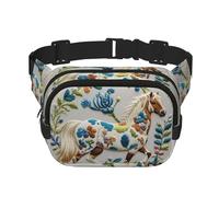 Animals Embroidery Horses Fanny Pack For Women Waterproof Adjustable Belt Bags Waist Pack Fashion Casual Crossbody Bags Bum Bag For Running Workout Hiking Traveling, Black, One Size