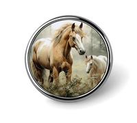 Animals Embroidery Paintings Horses Badge Holder Exquisite Round Badge with Picture Pin DIY Button Badges Personalized Metal Button Pin Fashion Brooch Crafts Gifts Clothes Decorative Pins