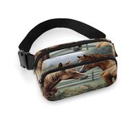 Animals Embroidery Paintings Horses Fanny Pack Belt Bag with Adjustable Strap Fashion Waist Bag for Outdoor Sports Hiking, white, 20x13cm, Full Printed Waist Bag