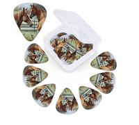 Animals Embroidery Paintings Horses Guitar Picks 12 Pcs, 3 Different Thickness Celluloid Plectrum for Bass Electric Acoustic Guitars Ukulele Accessories Gift for Men Women (0.46mm, 0.71mm, 0.96mm)