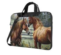 Animals Embroidery Paintings Horses Laptop Bag 13 inch Business Briefcase for Men Women Water Resistant Laptop Shoulder Bag