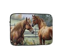 Animals Embroidery Paintings Horses Laptop Case 17 inch, TSA Laptop Sleeve Shockproof Protective Notebook Case Water Resistant Computer Carrying Cover Briefcase Handbags Men Women Computer Bag