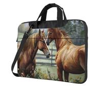 Animals Embroidery Paintings Horses Laptop Shoulder Bag For Men Women Briefcase Messenger Bag W/Strap Handle Waterproof Laptop Sleeve Bag 15.6 Inch