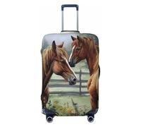 Animals Embroidery Paintings Horses Luggage Cover for Suitcase Tsa Approved, Spandex Stretch Suitcase Protector Washable Baggage Covers Travel Luggage Sleeve Large Suit Case Cover Fit 18-32 Inch