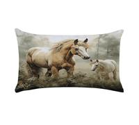 Animals Embroidery Paintings Horses Pillowcase Breathable Pillow Shams Queen Pillowcase Super Soft and Cozy Luxury Fuzzy Pillow Cases with Zipper Cushion Cover Throw Pillow Case 12 "×20 "