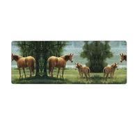 Animals Embroidery Paintings Horses Printed Desktop Mouse pad Large Size Rubber Keyboard pad Suitable for Office and Home 31.5 inches x 12 inches