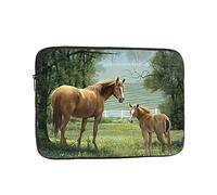 Animals Embroidery Paintings Horses Printed Laptop Sleeve For 15 Inch Laptop, Shockproof Oxford Fabric Laptop Protective Case Laptop Bag