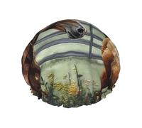 Animals Embroidery Paintings Horses Shower Cap for Women Reusable Waterproof Shower Bonnet Washable Elastic Band Bath Hair Hat Double Layered Bath Cap Extra Large for Long Hair